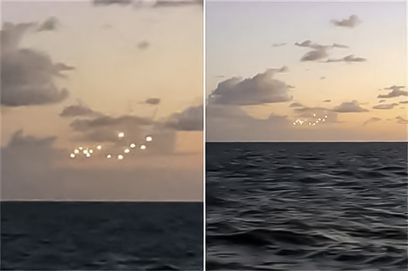 又一起目击事件！美国男子拍到14个神秘的“UFO”漂浮在海洋中央